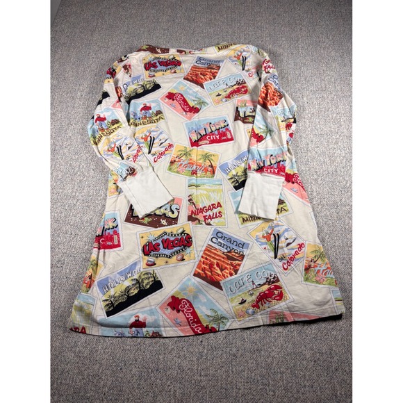Nick & Nora XL Lounge Dress Landmarks Postcards Print Long Sleeve - Picture 4 of 5